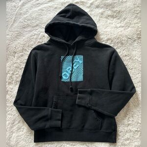 Obey - Black and Blue Psychedelic Logo Graphic Print Hooded Sweatshirt